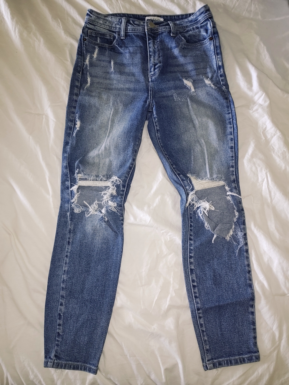 Cello Women's Skinny Distressed Blue Jeans